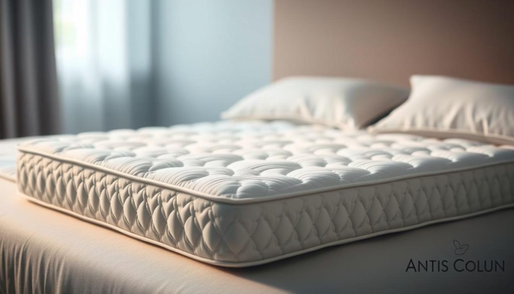 A high-quality anti-dust mite mattress pad, showcased in a well-lit, soft-focus setting. The mattress pad features intricate quilting patterns and a plush, breathable surface, designed to effectively trap and repel dust mites, allergens, and other irritants. Positioned in the center of the frame, the mattress pad is surrounded by a serene, neutral-toned background, accentuating its core purpose and health benefits. Subtle ambient lighting casts a warm, inviting glow, creating a sense of comfort and rest. The overall composition emphasizes the mattress pad's dual function as both a practical and visually appealing solution for those seeking a healthier, more restful sleep environment. A high-quality anti-dust mite mattress pad, showcased in a well-lit, soft-focus setting. The mattress pad features intricate quilting patterns and a plush, breathable surface, designed to effectively trap and repel dust mites, allergens, and other irritants. Positioned in the center of the frame, the mattress pad is surrounded by a serene, neutral-toned background, accentuating its core purpose and health benefits. Subtle ambient lighting casts a warm, inviting glow, creating a sense of comfort and rest. The overall composition emphasizes the mattress pad's dual function as both a practical and visually appealing solution for those seeking a healthier, more restful sleep environment.